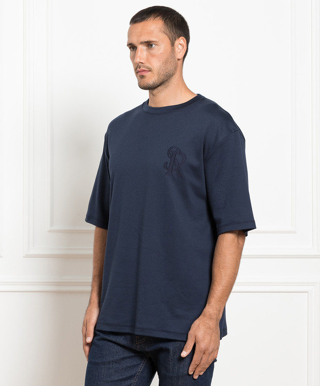 Stefano Ricci Blue t-shirt with monogram logo embroidery MNH3302640LUXT image 3