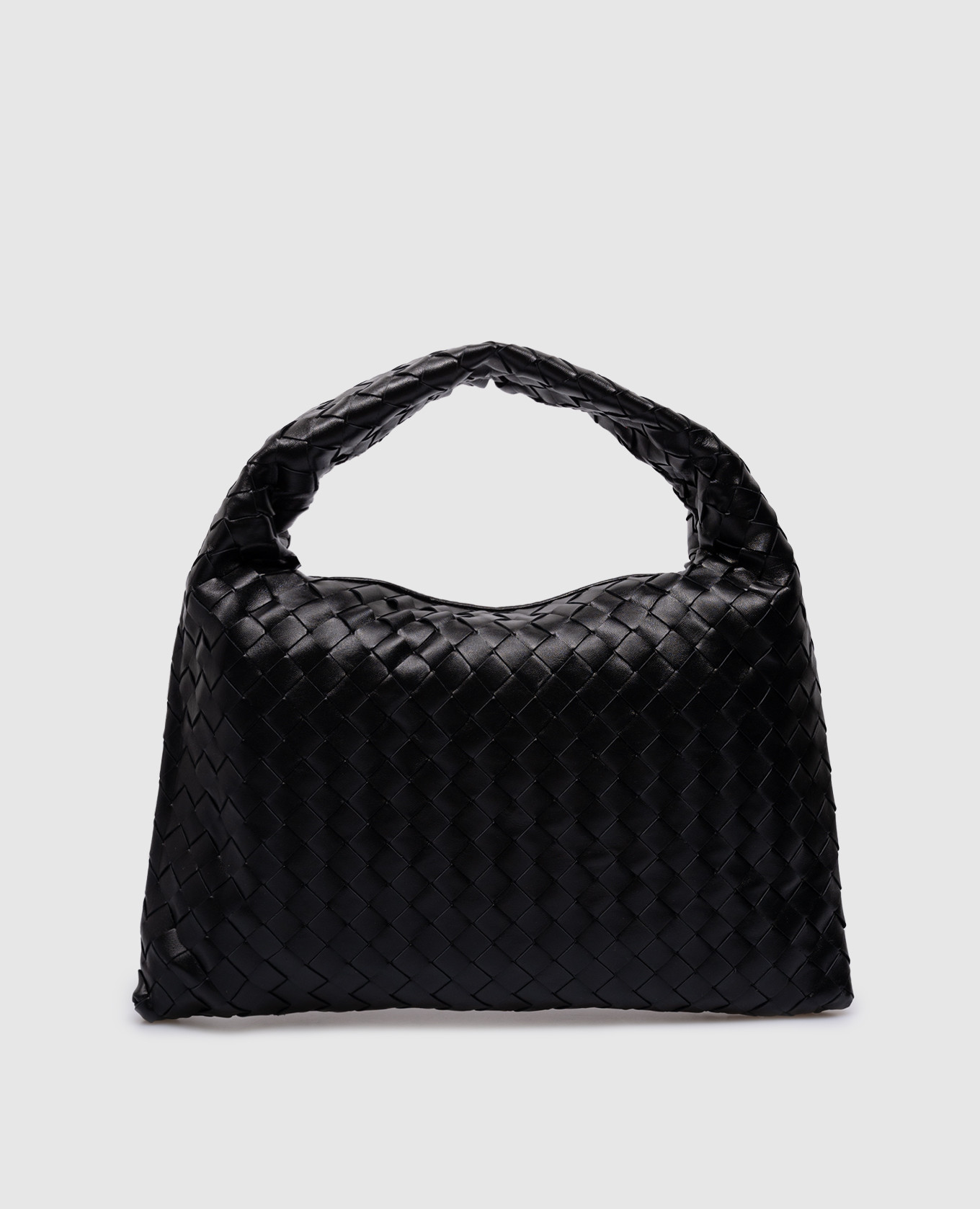Черная кожаная сумка Small Hop с плетением