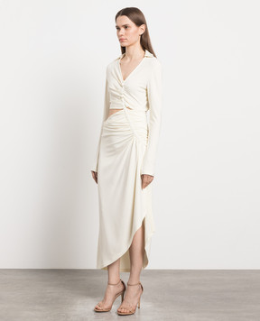 Off-White Біла сукня з драпіруванням OWDB455S23FAB001