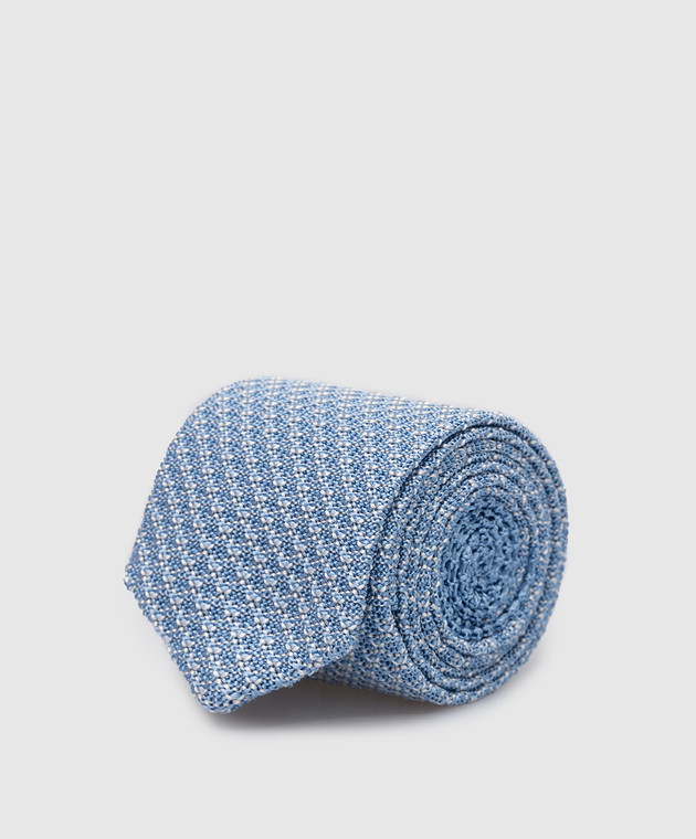 Stefano Ricci Baby blue silk tie with logo embroidery YCRMTSR8189