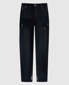 Brunello Cucinelli Сині джинси з ефектом потертості з емблемлою логотипа M074PC3080
