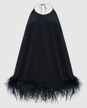 Oseree Черное платье Lumiеre Plumage со страусиными перьями LDS249LUREXPLUMAGE