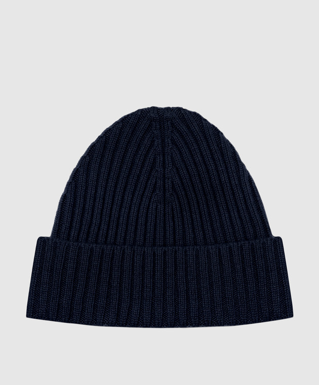 Cashmere&Whiskey Blue ribbed cashmere hat 201C