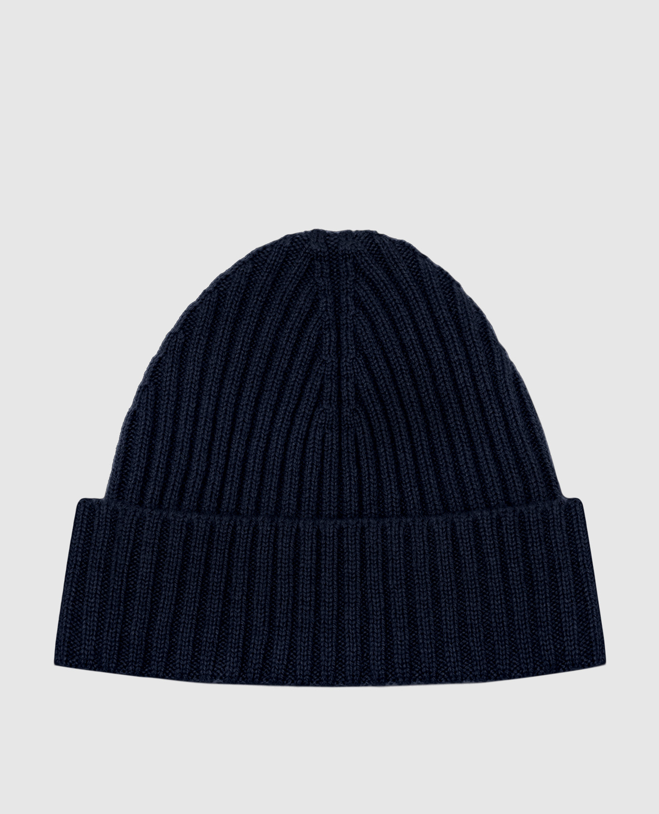 Blue ribbed cashmere hat