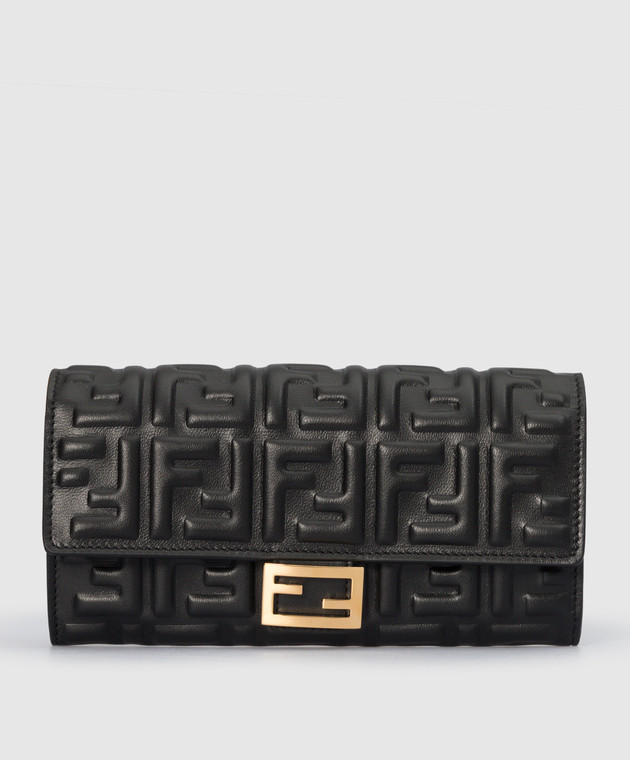 Fendi Шкіряний чорний гаманець з тисненням логотипу 8M0251AAJD