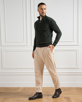 Cashmere&Whiskey Зеленый свитер из шерсти в фактурный узор PL007