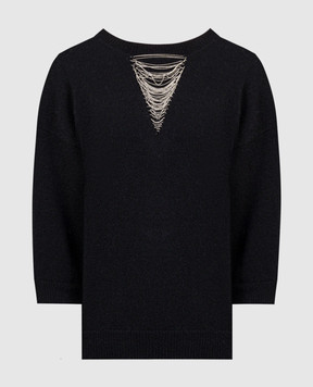 Peserico Чорний светр з вовни, шовку і кашеміру з ланцюжком моніль E99117F079N018