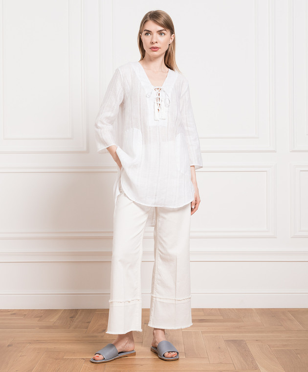 Max & Co White linen blouse ORCHIDEA image 2