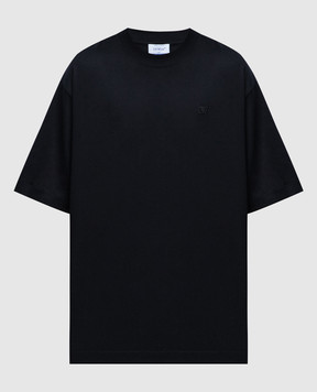 Off-White Черная футболка с вышивкой логотипа OW OMAA120C99JER007
