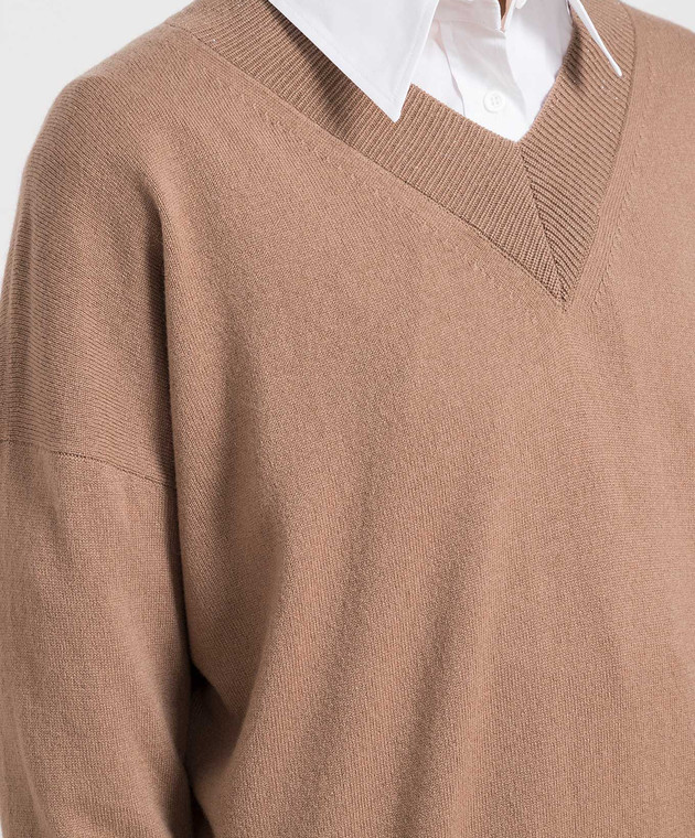 Peserico Світло-коричневий пуловер з люрексом та ланцюжком моніллю S99730F12KC9018 зображення 5