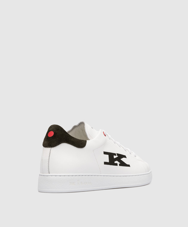 Kiton White leather sneakers with logo embroidery USSN001XB6019 изображение 3