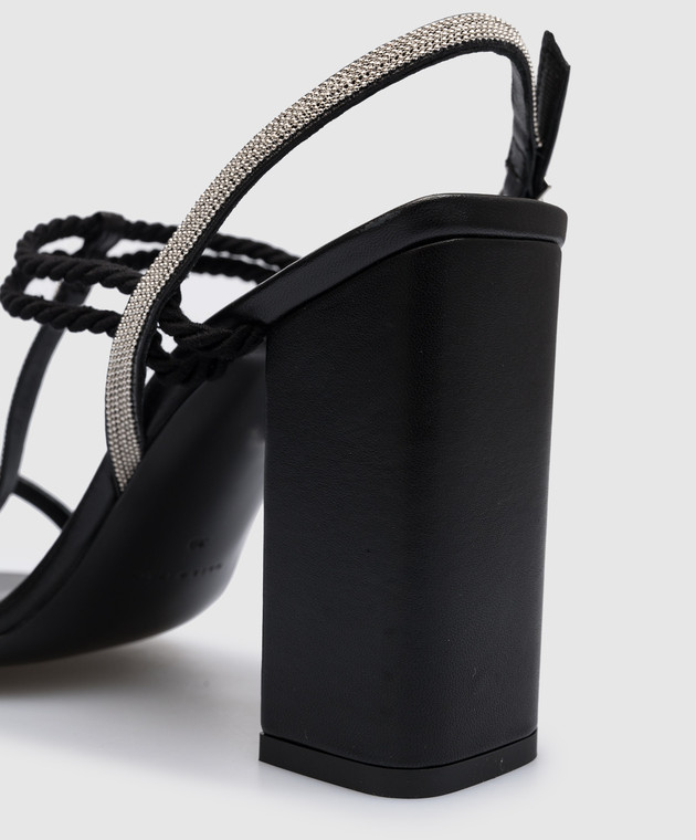 Peserico Black leather sandals with monil chain E39568C0R09829 image 5