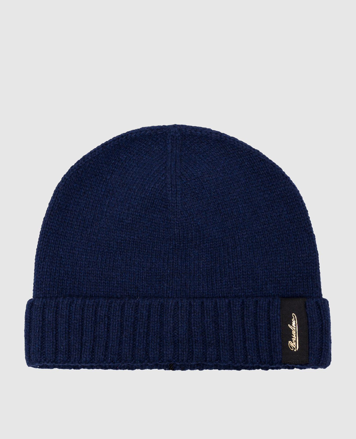 Синяя шапка из кашемира с логотипом