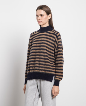 Brunello Cucinelli Синий свитер в полоску с цепочкой мониль MBP154314P