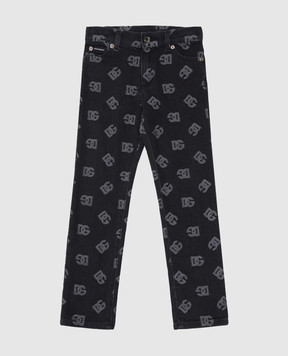 Dolce&Gabbana Детские черные джинсы в узор монограммы логотипа DG L42F59LDC0856