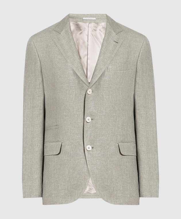 Brunello Cucinelli Green linen, wool and silk blazer MD4957BTD