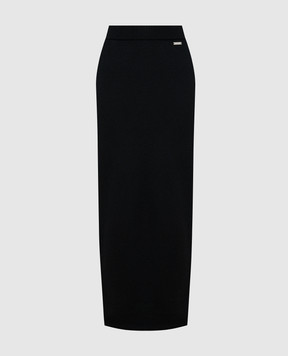 Kiton Черная юбка из кашемира с логотипом D56720400