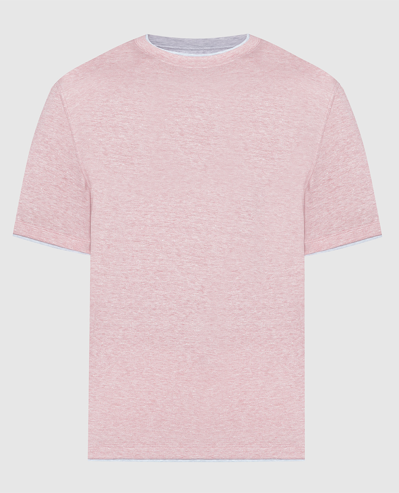 Розовая меланжевая футболка с льном