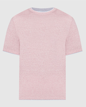 Brunello Cucinelli Розовая меланжевая футболка с льном MW8357427