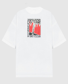 Palm Angels Белая футболка Palm Ski Club с принтом логотипа PWAA017R24JER002