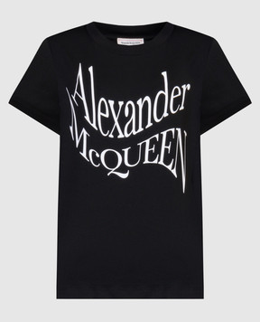 Alexander McQueen Чорна футболка з логотипом 781403QZALT