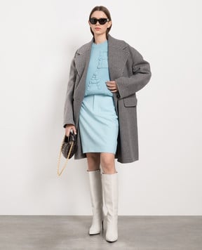 Bottega Veneta Блакитний светр з вовни у візерунок логотипу 707883V26T0