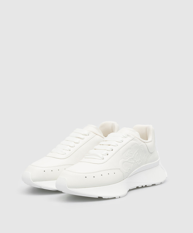 Alexander McQueen White leather sneakers with embossed logo 687995WIC94 image 2