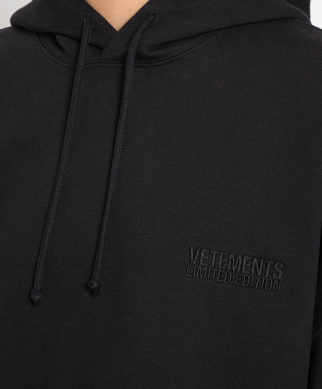 Vetements Black hoodie with logo embroidery UE54HD120B image 5