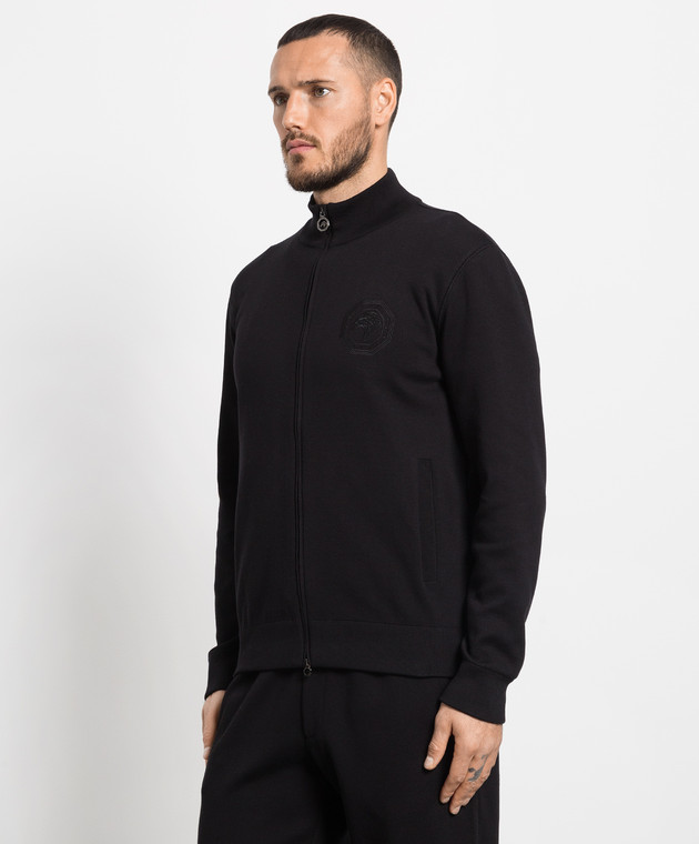 Stefano Ricci Черная спортивная кофта с вышивкой логотипа K616272R31F22228 изображение 3