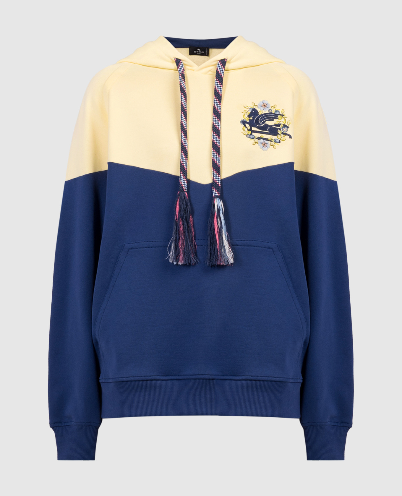 Blue hoodie with Pegaso logo embroidery