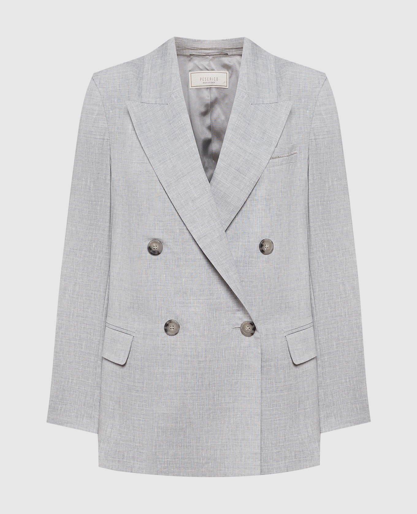Gray double-breasted wool and linen jacket