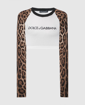 Dolce&Gabbana Топ с рукавами с анималистическим принтом и вышивкой логотипа F8U47ZGDBZV