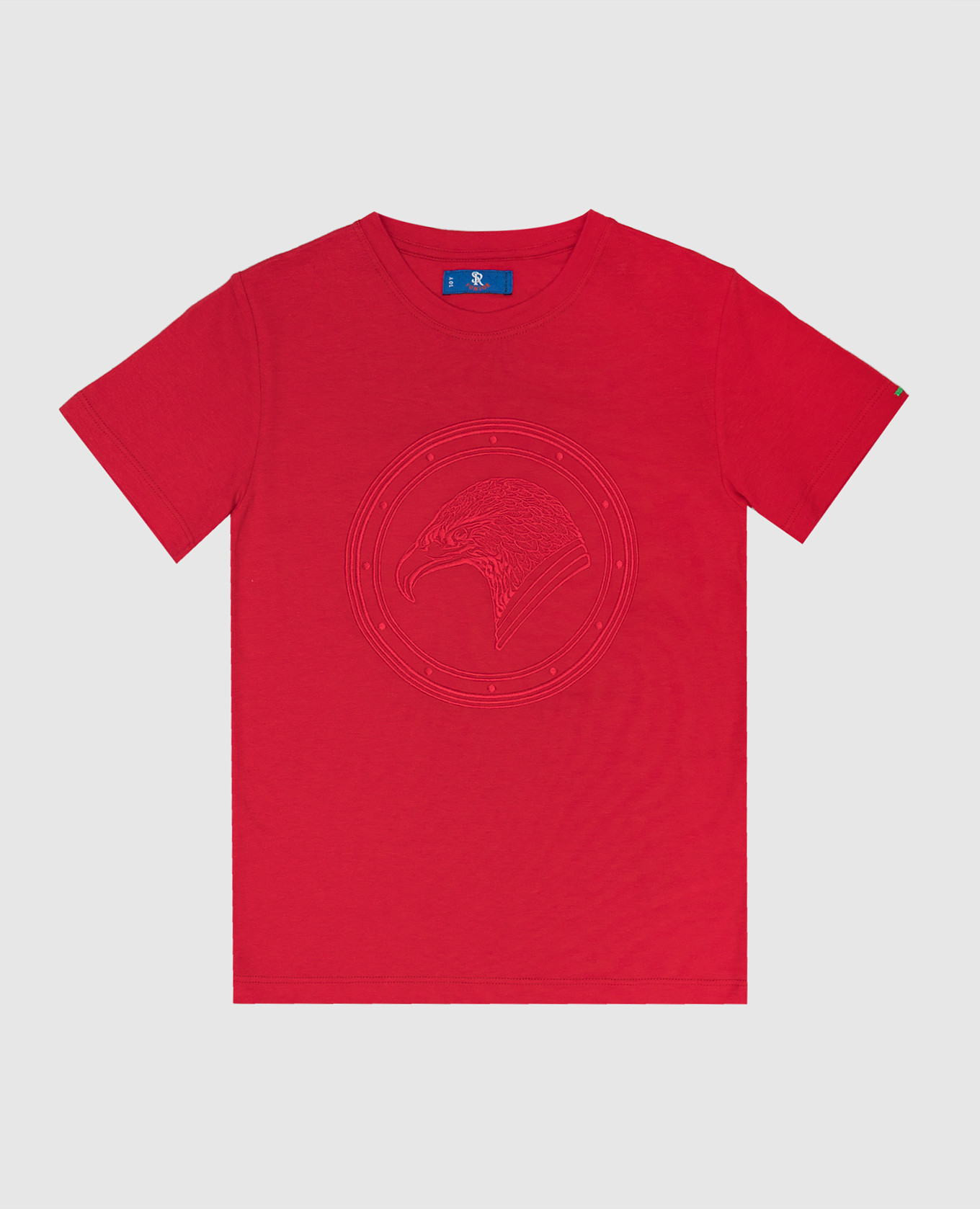 Детская красная футболка с вышивкой логотипа