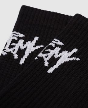 MSGM Черные носки с контрастным принтом логотипа 3640MS02247286