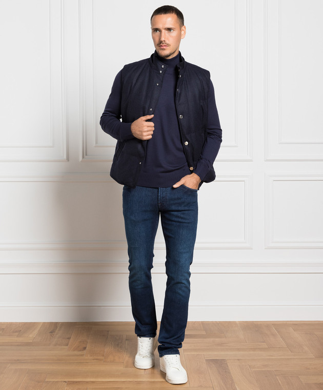 Stefano Ricci Синие джинсы-слим с эффектом потертости MST33S1100T0114 изображение 2