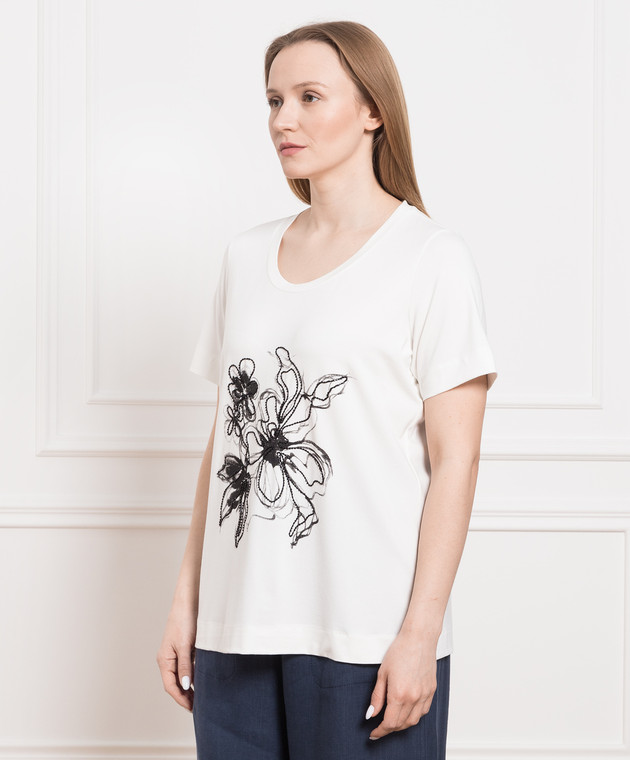Marina Rinaldi White t-shirt with a floral print VITTORIA image 3