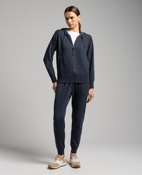 Brunello Cucinelli Синяя спортивная кофта из кашемира с цепочкой мониль M12169106