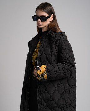 Versace Jeans Couture Чорна стьобана куртка з принтом Chain Couture 75HAT404CQD24