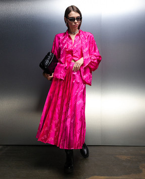 Vetements Рожева спідниця плісе у візерунок логотипа WE54SK360H