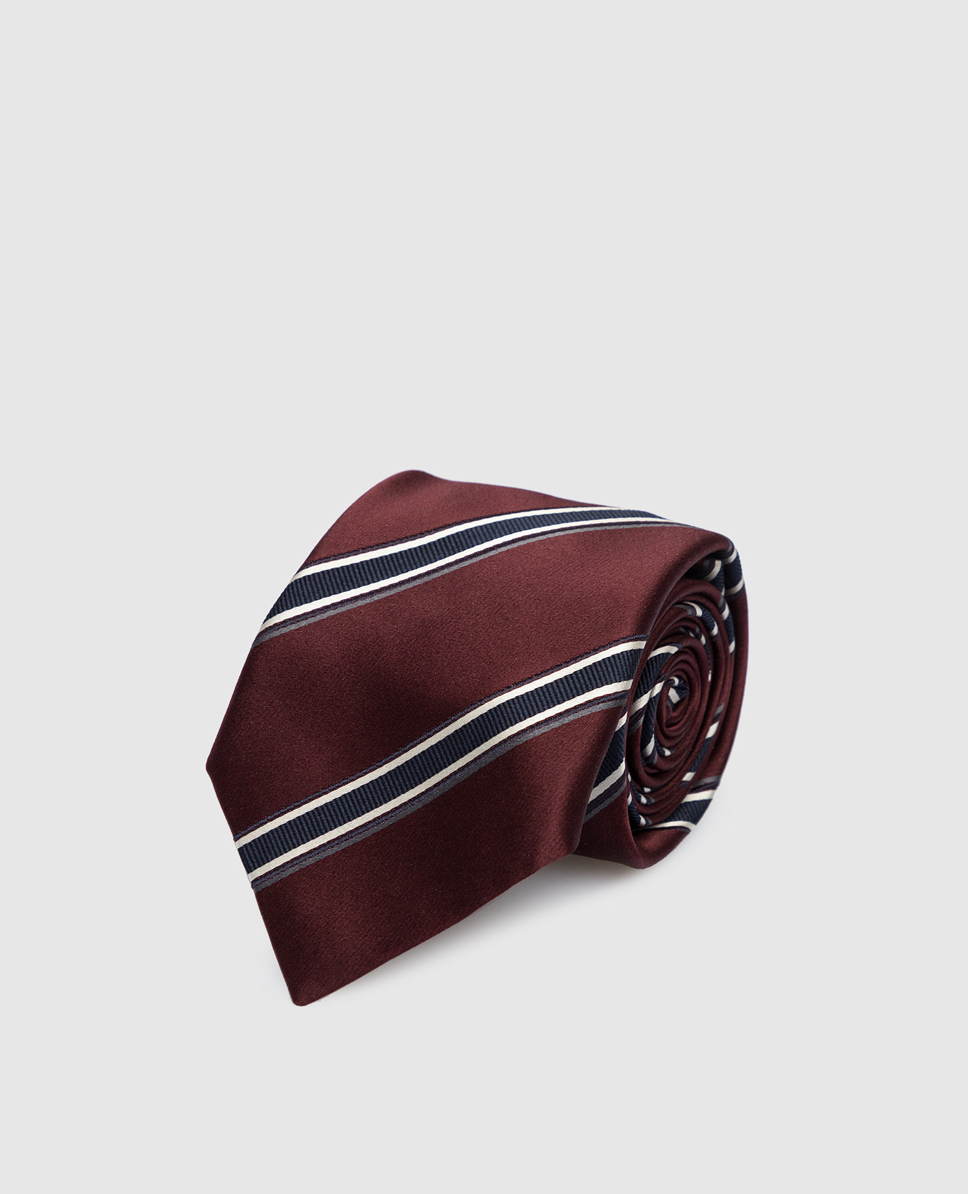 Burgundy striped silk tie
