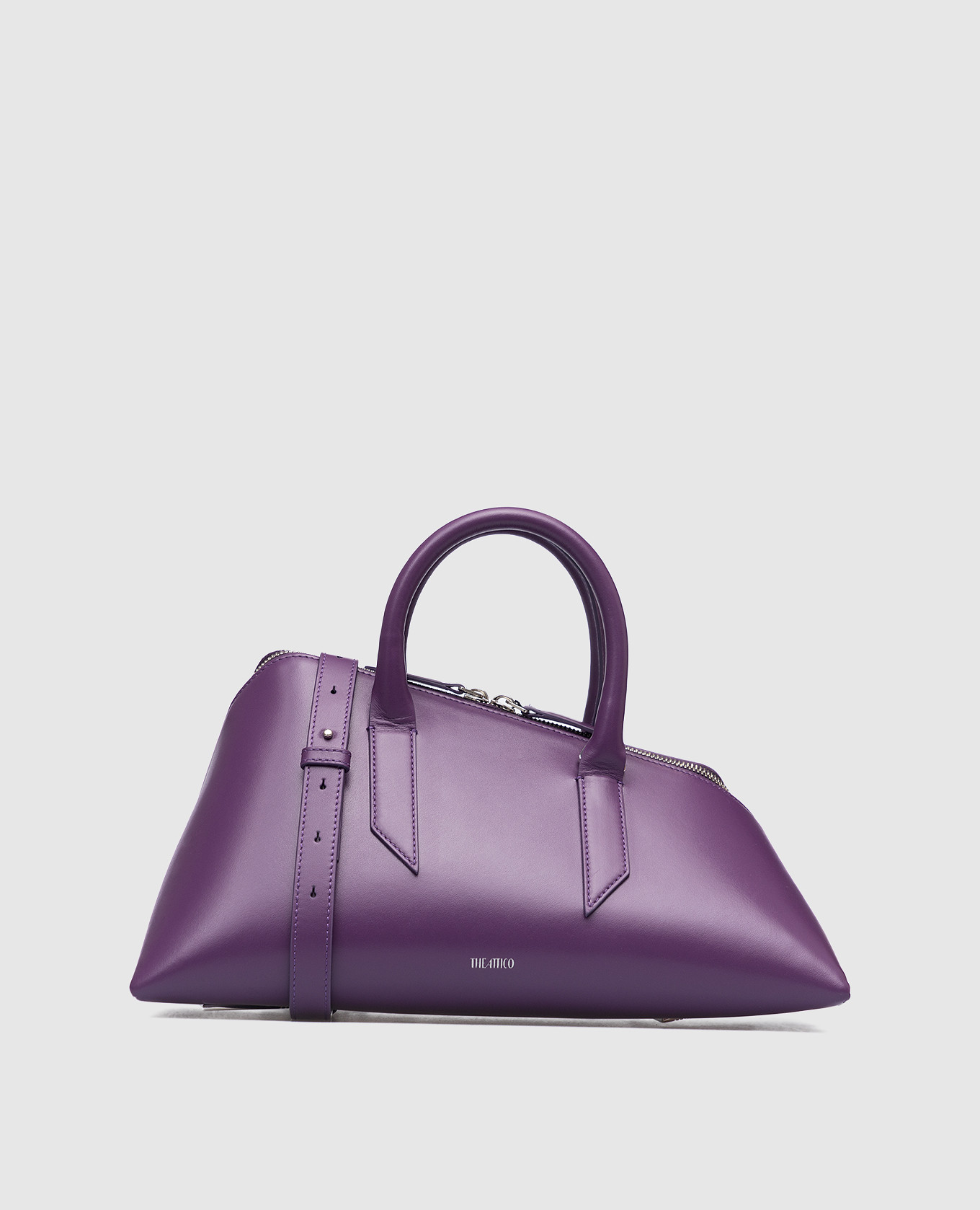 Фиолетовая кожаная сумка-трапеция 24h