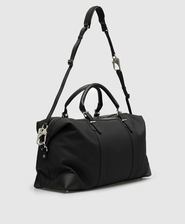 C2H4 Черная кожаная дорожная сумка с логотипом SUBG035 изображение 3