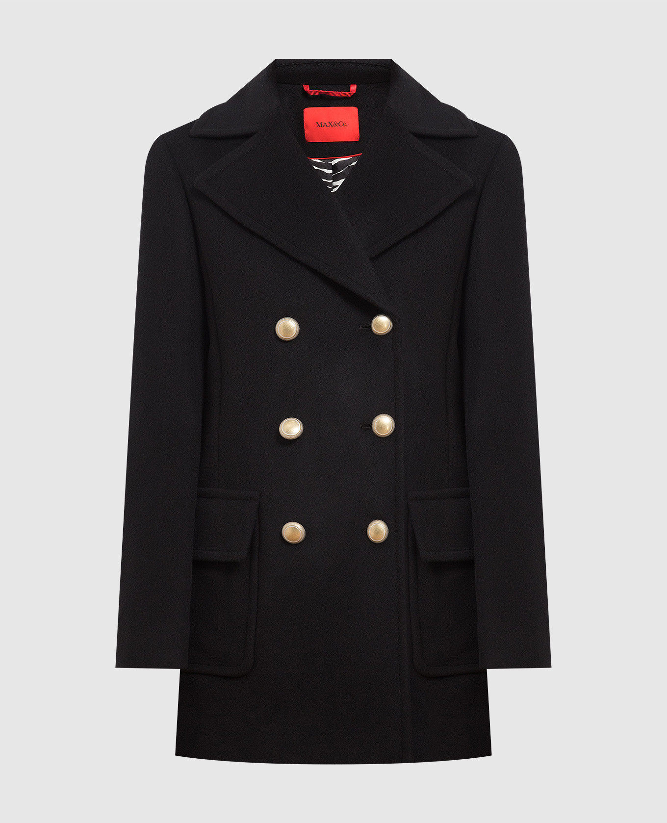 

Черное двубортное пальто Salato из шерсти, Черный, Пальто