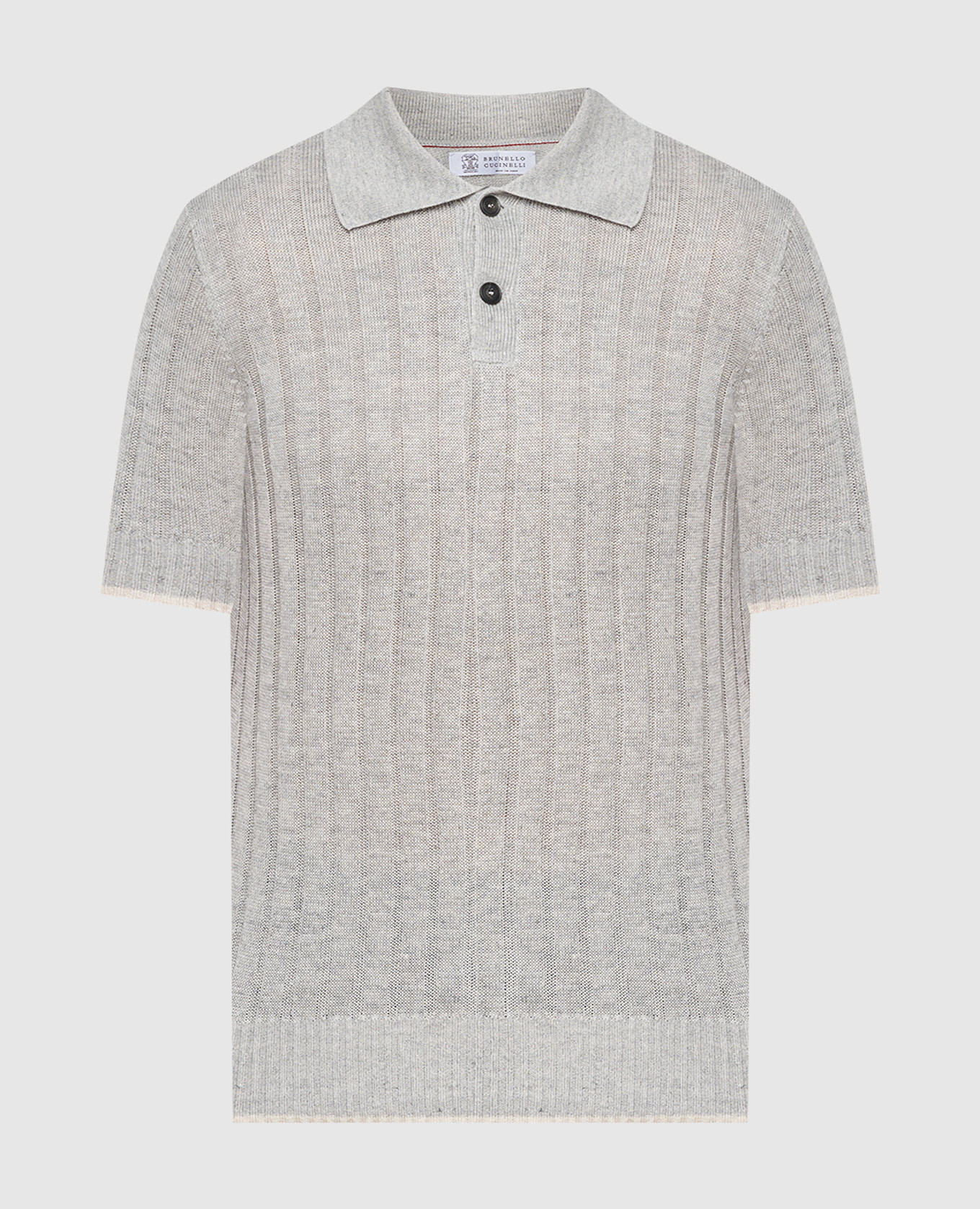 Gray polo with linen in a textured pattern