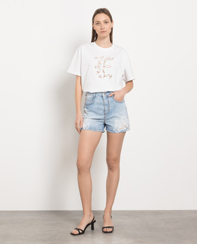 Ermanno Scervino Блакитні джинсові шорти з мереживом D427P323APFKV