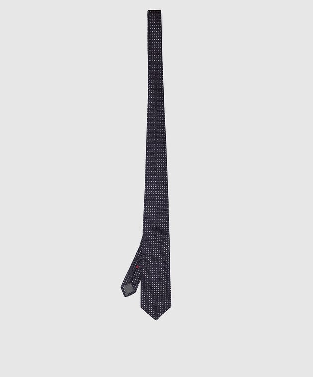 Brunello Cucinelli Темно-синя краватка з шовку в горошок MM8900018 зображення 3
