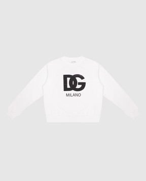 Dolce&Gabbana Детский белый свитшот с контрастным принтом логотипа DG L4JWHZG7L4N56