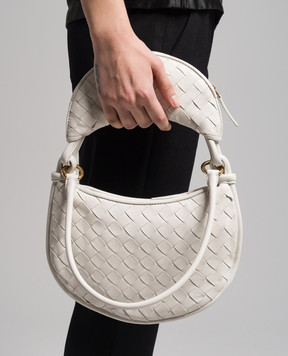 Bottega Veneta Біла шкіряна сумка-хобо Gemelli з плетінням 776764VCPP1