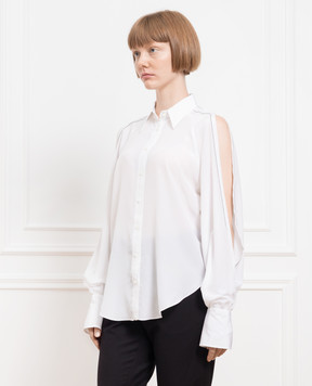Brunello Cucinelli Біла блуза із шовку з ланцюжком моніль MP993NJ516