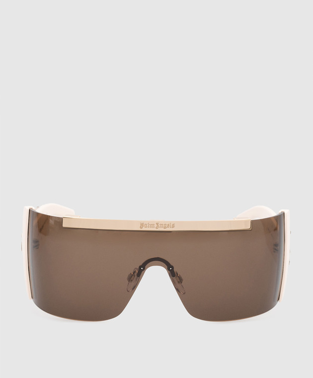 Palm Angels Los Angeles logo sunglasses in gold PERI032S23PLA001
